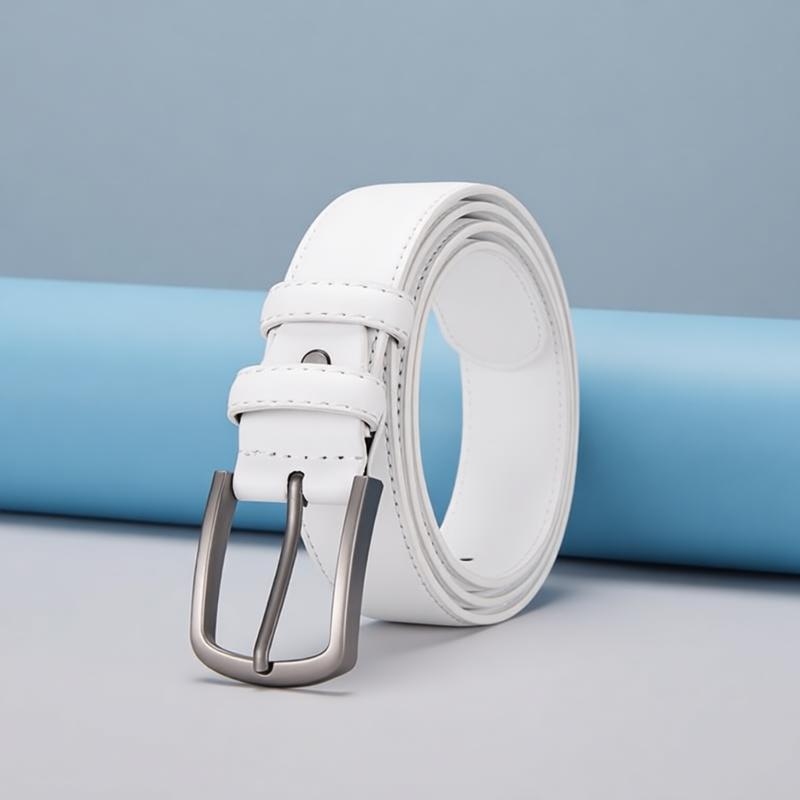 Men'S Formal Wear Belt - Cinturón Formal para Hombre, Blanco Sólido,