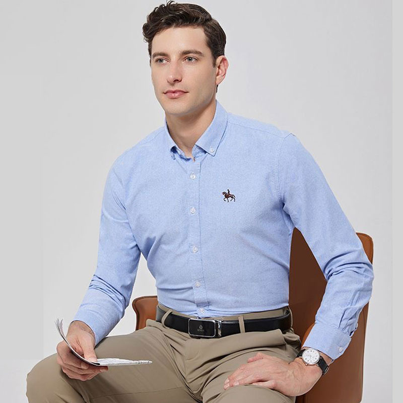 Large Men Formal Wear - Camisa de manga larga Oxford para